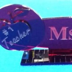 Teachers Gift Personalized Acrylic Glass NAME PLATE BAR Desk Free Shipping