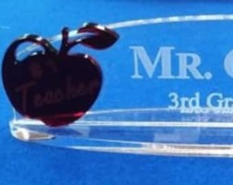 Personalized .250 Acrylic Glass NAME PLATE BAR Desk Teacher Gift Free Shipping