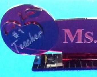 Teachers Gift Personalized Acrylic Glass NAME PLATE BAR Desk Free Shipping