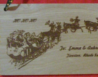 Santa-and-Sleigh-Personalized-Laser-Engraved-Sign  Santa-and-Sleigh-Personalized-Laser-Engraved-Sign