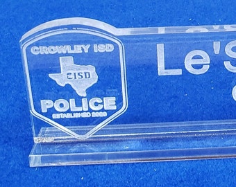 Custom Personalized Police-Guard-Sheriff Laser engraved Desk Nameplate with Shield - PEACE OFFOCERS DAY -  Free Shipping