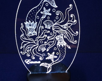 Custom Personalized Child Night Light Mermaid Unicorn Disney Free Shipping