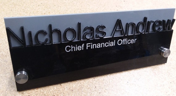 Personalized Acrylic Glass Name Plate Bar Desk Upscale Etsy