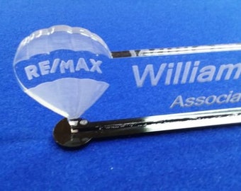 Personalized Re/Max ReMax Logo Real Estate Acrylic Glass NAME PLATE BAR Desk FreeShip