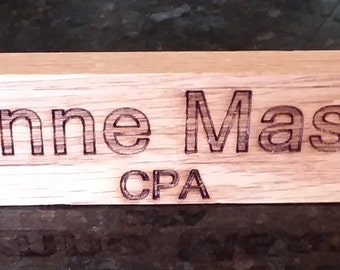 Personalized Oak NAME PLATE BAR Desk with Natural Oil Finish