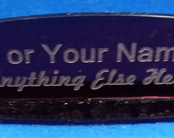 Personalized Acrylic Glass NAME PLATE  Desk KILROY Oval Top & Base Free Ship