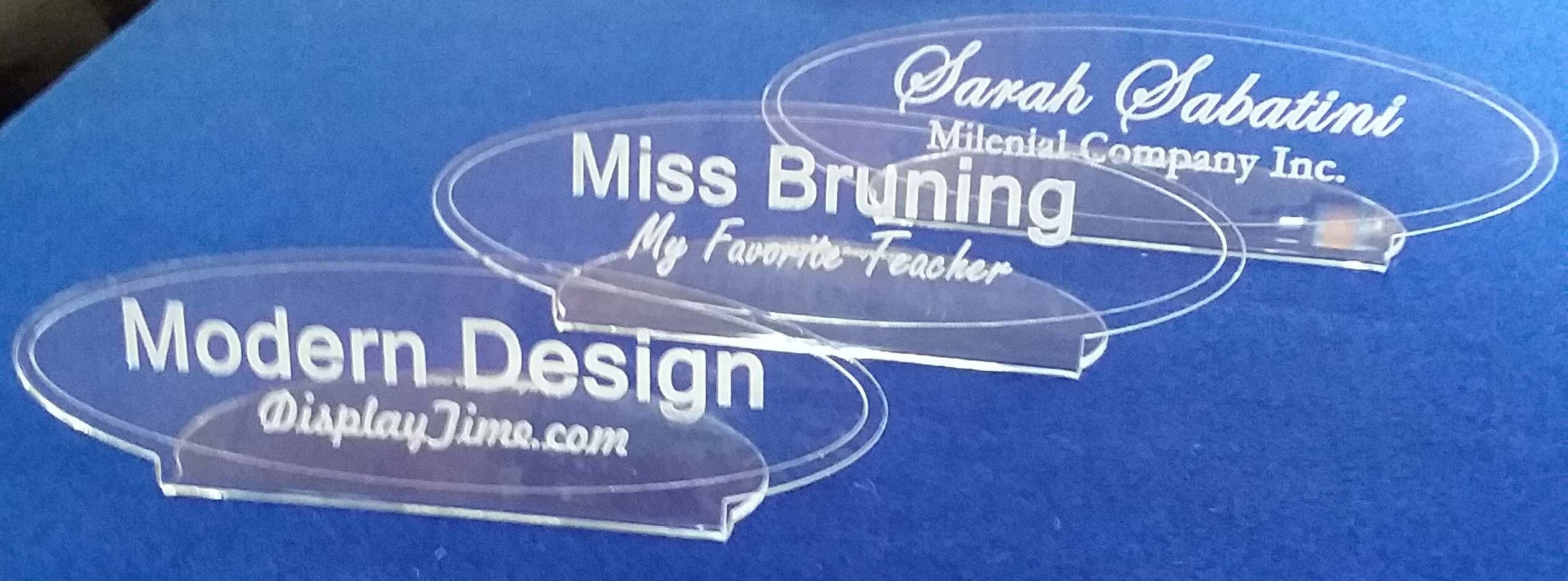 Acrylic Name Plate Desk Modern Style Oval Personalized Nameplate Unique