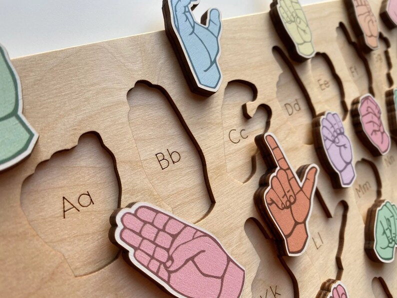 ASL Wooden Learning Set Color Learn ASL With Sweet Etsy