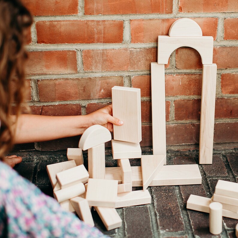 Natural Wooden Building Blocks Junior Set 29 Pieces Etsy