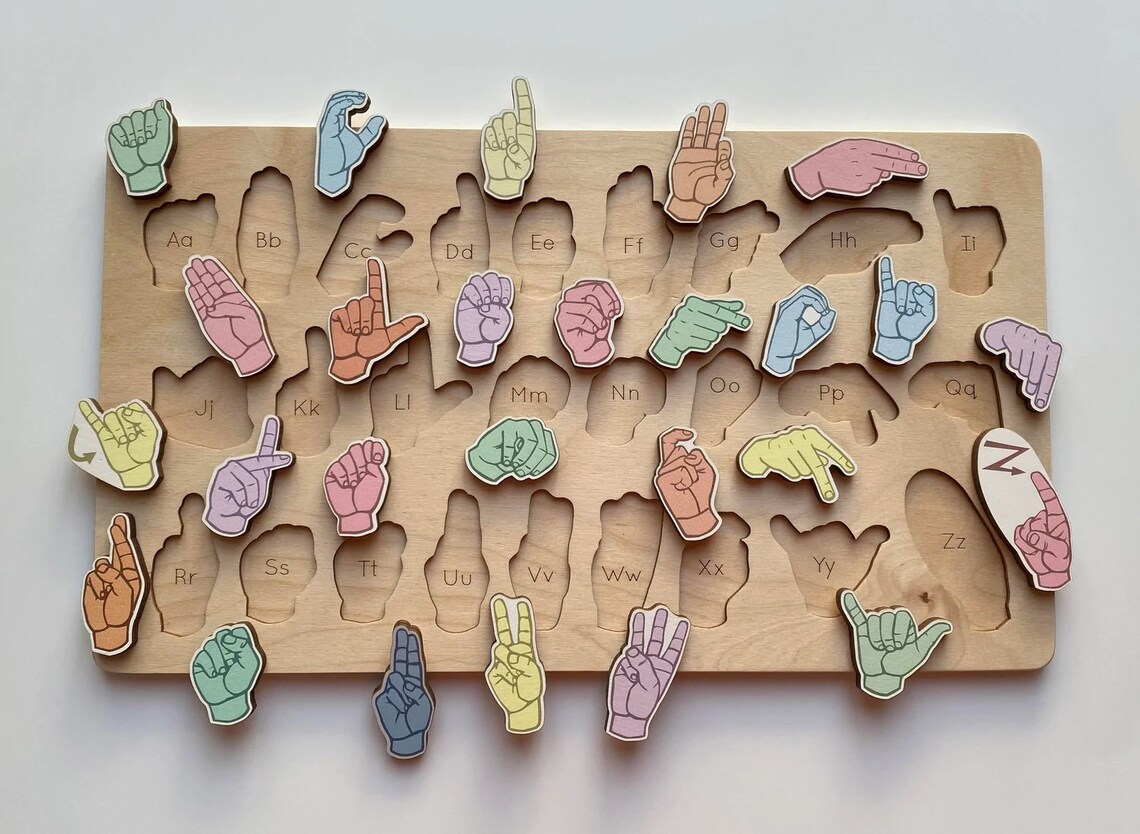 ASL Wooden Learning Set Color Learn ASL With Sweet Etsy