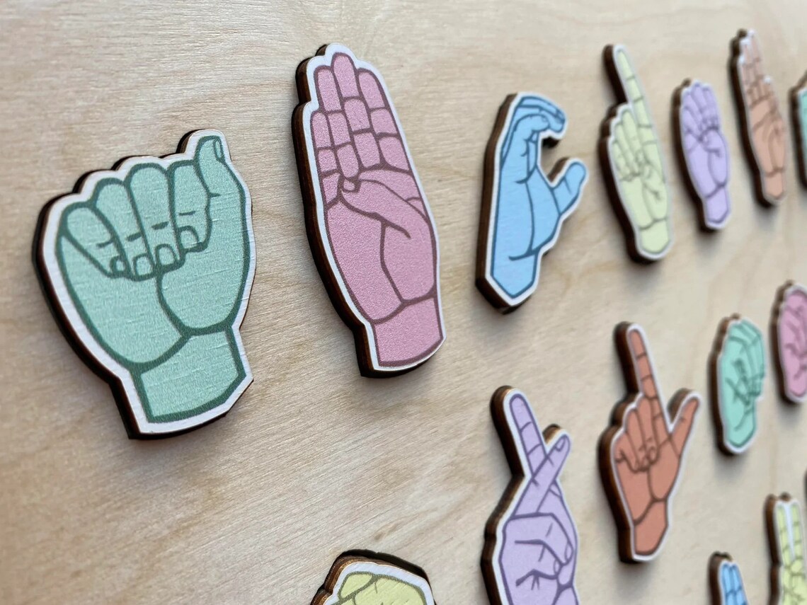 ASL Wooden Learning Set Color Learn ASL With Sweet Etsy