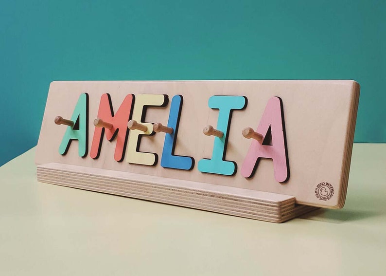 Wooden Name Puzzle With Pegs Independently Tested Child Safe Etsy