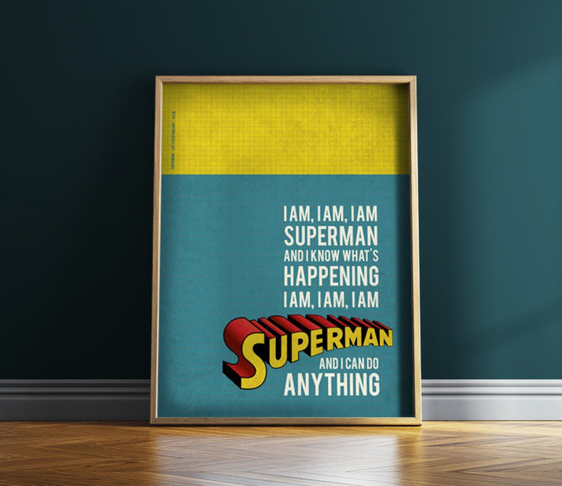 Soy Superman R.E.M Superman Lyrics Print Fathers Day Etsy