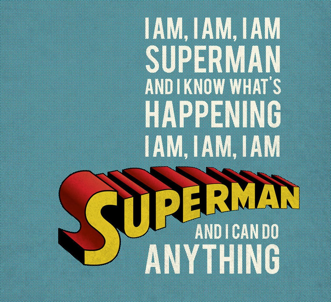 Soy Superman R.E.M Superman Lyrics Print Fathers Day Etsy