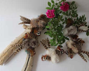 Faux Rabbit Fur and Natural Feather "BIRD CRAZY" Cat Toy Realistic Interactive Lure