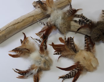 Juguetes para gatos de piel y plumas de conejo naturales "Wild Beast PHOENIX BIRD" interactivos