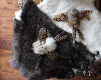 Natural Rabbit Fur and Feathers Cat Toy "Bird Crazy" Interactive Bird Lures Realistic