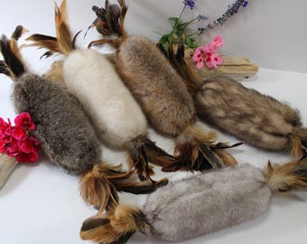 Faux Rabbit Fur and Natural Feathers "OUTBACK KICKER" Cat Toy Interactive