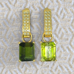 Luxury Tourmaline Diamond Earrings. Solid 14k Yellow Gold Natural Untreated Gem Earrings