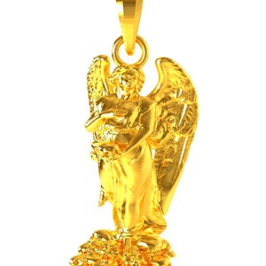 Solid 10K 14K Gold Angel of Death Pendant Angel Skull