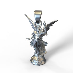 925 Silver Angel Pendant. Solid Sterling Silver Angel Statue Pendant Charm For Necklace