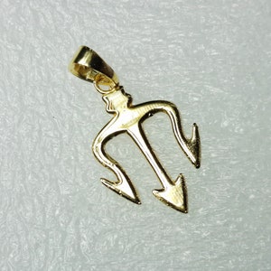 Trident Pendant solid 10k 14k yellow gold, rose gold, white gold