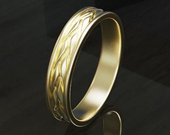 Mens wedding band made of solid 14k gold. Mens gold wedding ring. 5mm wide wedding band. Male wedding band. White gold band ring.