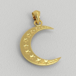 14k solid gold half moon pendant , Crescent Mooncharm in 14K Solid Gold, Unique half Moon Phase dainty Pendant gift for her