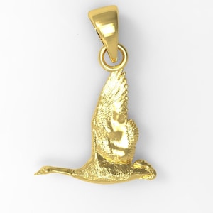 10K/14K Gold Flying Bird Pendant: Solid Gold Charm