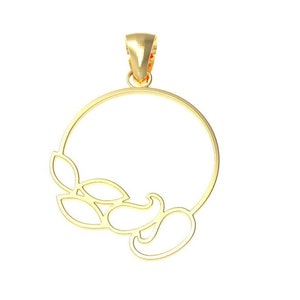 14K Gold Leaf Pendant: Minimalist Solid Gold Charm