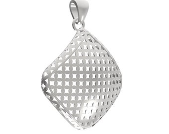 Real Solid 925 Sterling Silver Filigree Pendant Square