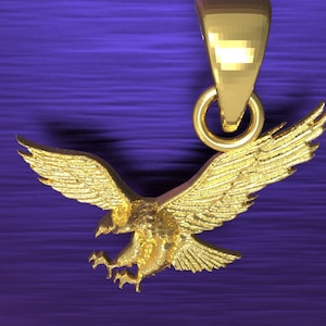 Solid 10K 14K Gold Eagle Pendant Yellow, White, Rose Gold