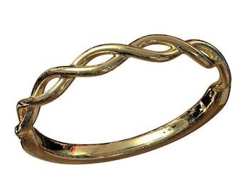 Solid gold twisted ring. Crossover infinity gold women band.