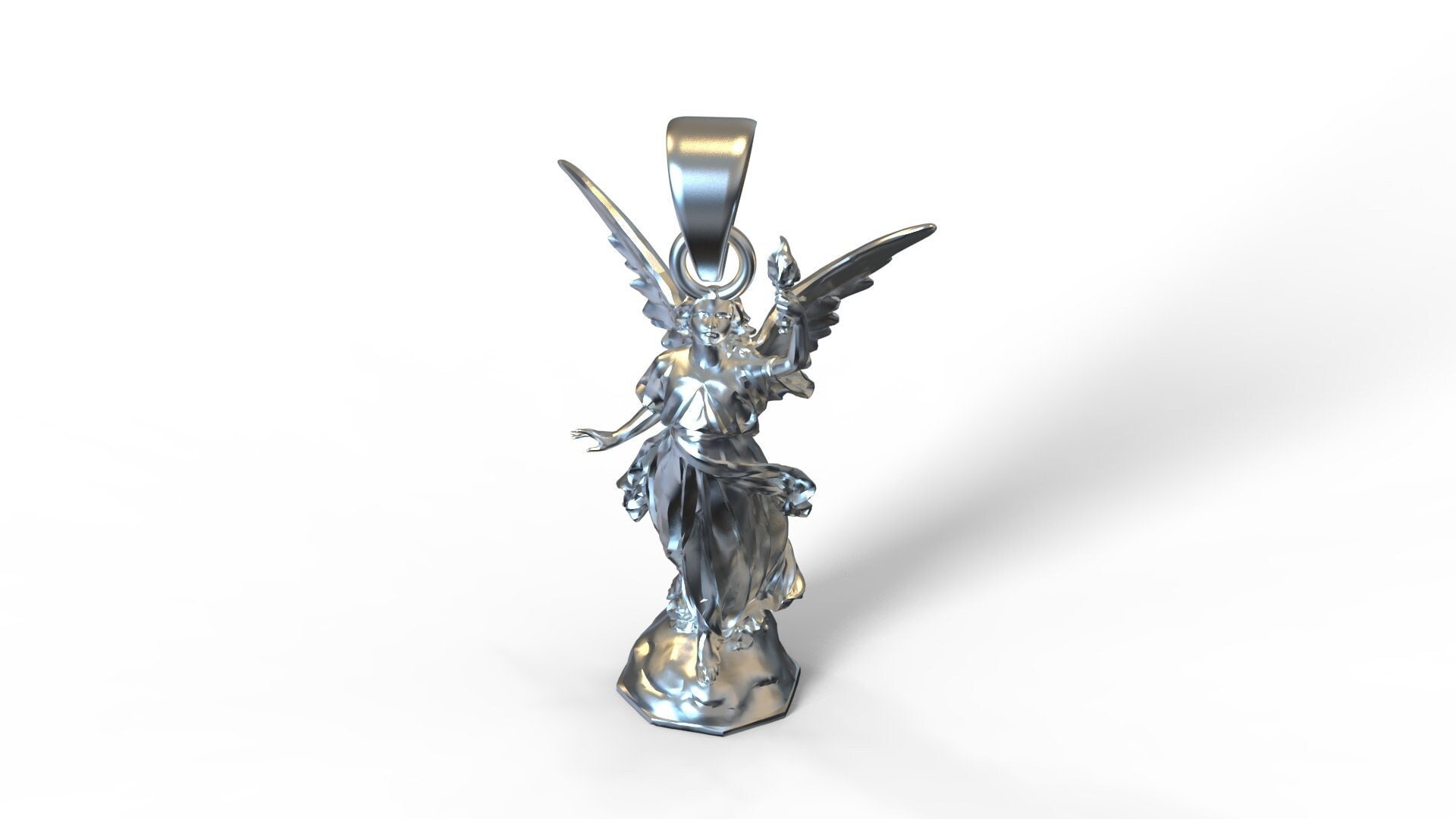 925 Silver Angel Pendant. Solid Sterling Silver Angel Statue Etsy