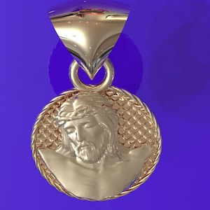 Solid New 10K or 14K Gold Polished Jesus Head Face Charm Pendan. Men Women Children White, Yellow, Rose Gold