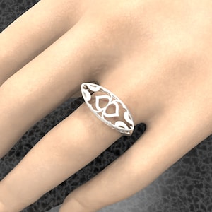 Womens 925 silver dome ring. Wide sterling silver filigree ring.
