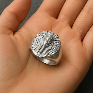 Solid 925 Sterling Silver Egypt Pharaoh Signet Ring