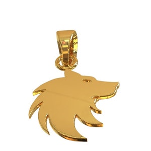 flat 14k gold wolf solid pendant