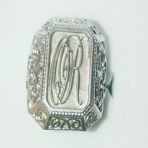 Anillo de texto personalizado de plata 925, anillo de sello de plata esterlina, sello de inicial con texto personalizado, anillo de plata para hombre con letra y palabra