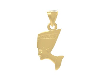 Fine 14K Yellow Gold Nefertiti Egyptian Queen Charm Pendant, White gold, Rose gold Pendant