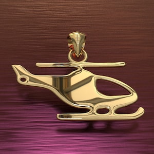 Solid 10K 14K Helicopter Pendant Yellow, White, Rose Gold charm