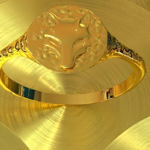 Solid 10k or 14k Gold Fox Signet Ring Charm - White, Rose Gold