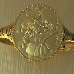 Solid Gold Christ Jesus Ring: 10k-14k Religious Jewelry