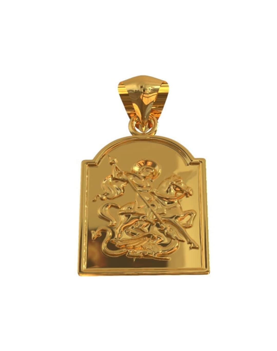 Solid Gold Saint Pendant, Saint Gold Square Pendant