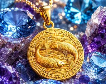 Collar de Piscis, oro de 10K y 14K, dije del zodíaco, joyería con el signo del pez, oro amarillo, oro blanco y rosa.