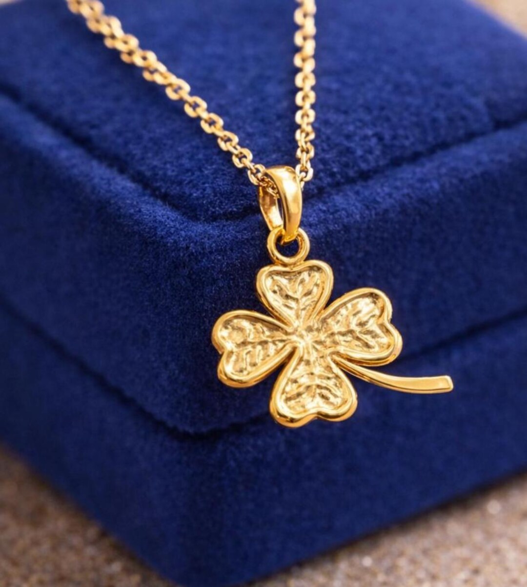Solid Gold Four Leaf Clover Pendant Necklace, Minimalist Lucky Charm ...