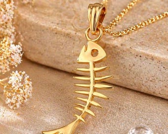 純金ペンダント ニベの魚の頭の骨 大西洋 19K 本物の金ペンダント 魚の
