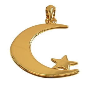 Solid Gold Moon Star Pendant Charm 10k 14k rose white yellow gold