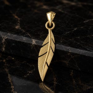 Massiver Goldfeder Anhänger - 10K oder 14K Gelbgold