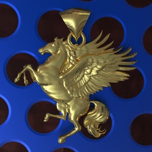 Solid 14k or 10K Gold Flying Pegasus Horse Charm Pendant,White, Yellow ,Rose Gold